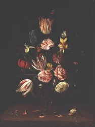 Tulpen, Rosen, eine Iris und eine Narzisse