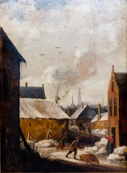 Ein Dorf im Schnee