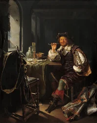Ein Soldat, der eine Pfeife raucht