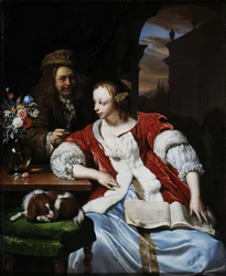 Das unterbrochene Lied: Porträt des Künstlers und seiner Frau, 1671