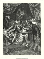 Christoph Kolumbus im Lager von Santa Fe, Spanien