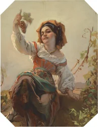 Italienisches Mädchen mit Weintrauben