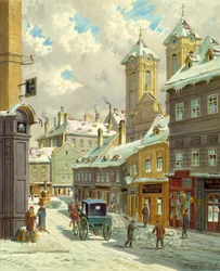 Die Neustiftgasse in Wien mit der Ulrichskirche