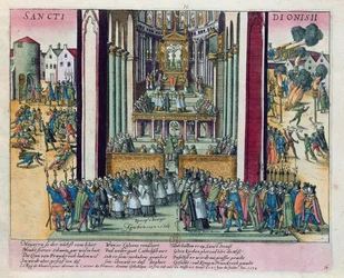 Abschwörung von Henri IV und Konversion zum Katholizismus in St. Denis am 15. Juli 1593