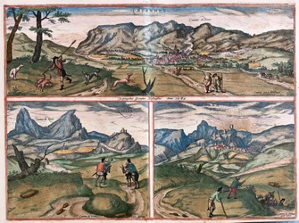 Bornos und Zahara de la Sierra, Spanien (Gravur)