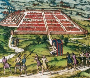 Cuzco, Hauptzentrum der Inka-Zivilisation (heutiges Peru) Bild aus „Civitatis Orbis Terranum“ von Braun und Hogenberg