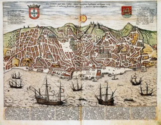 Karte von Lissabon - Portugal (Gravur)