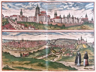 Prag, Hauptstadt des Königreichs Böhmen, Tschechische Republik (Gravur)