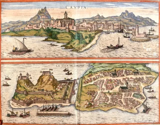 Ansichten von Candia (heutiges Heraklion) auf der Insel Kreta und Korfu, griechische Insel