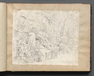 Album mit Ansichten von Rom und Umgebung, Landschaftsstudien, Seite 03a: In der Villa Walkonsky