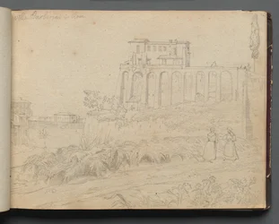 Album mit Ansichten von Rom und Umgebung, Landschaftsstudien, Seite 07a: Villa Barberini in Rom