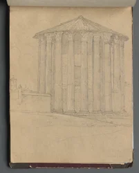 Album mit Ansichten von Rom und Umgebung, Landschaftsstudien, Seite 32a: Römischer Tempel