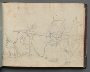 Album mit Ansichten von Rom und Umgebung, Landschaftsstudien, Seite 37a: Ochsen und Wagen