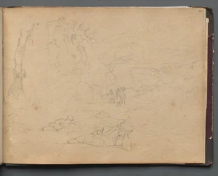 Album mit Ansichten von Rom und Umgebung, Landschaftsstudien, Seite 44a: Figuren in einer Landschaft
