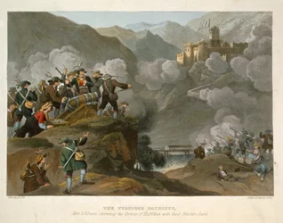 Die Tiroler Patrioten stürmen die Festung Kuffstein mit ihren Holzkanonen, aus Historic, Military and Naval Anecdotes