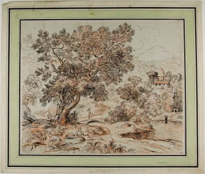Figuren in idyllischer italienischer Landschaft