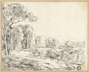Landschaft, Haus im Park