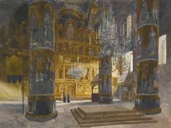 Innenraum der Kathedrale der Entschlafung im Moskauer Kreml, 1898