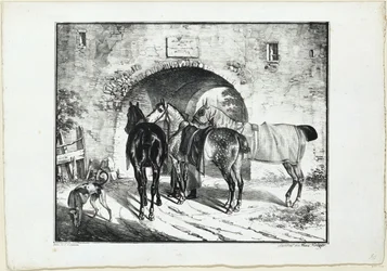 Drei Pferde am Torweg
