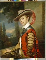 Porträt von Prinz Nikolai Saltykow in Verkleidung