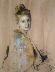Mädchen mit einem Fächer, 1880er Jahre