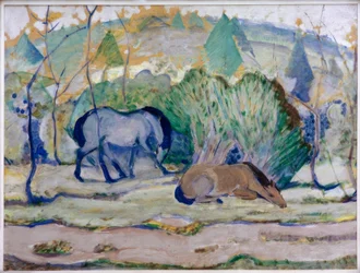 Pferde auf der Weide (Pferde in Landschaft)
