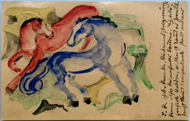 Rotes und blaues Pferd