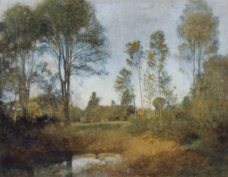 Landschaft mit Heuwagen
