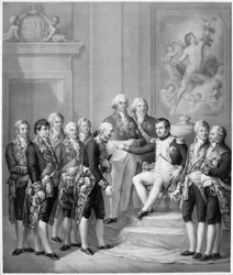 Napoleon (1769-1821) gewährt dem Herzogtum Warschau die Verfassung, 1843