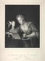Mädchen beim Eierdurchleuchten, 1840