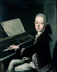 Porträt von Carl Graf Firmian am Klavier, früher für Wolfgang Amadeus Mozart (1756-91) gehalten