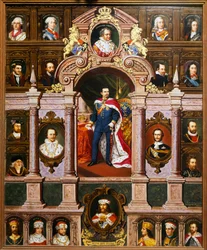 Tafel mit Porträts der bayerischen Könige der Wittelsbacher Familie, von Franz Xaver Thallmaier