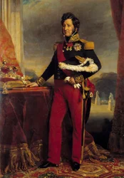 Ganzkörperporträt von Louis Philippe I., König der Franzosen, mit der Charta von 1830