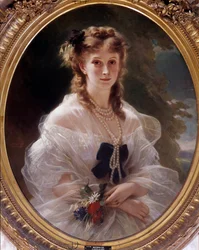 Porträt der Herzogin von Morny, Prinzessin Troubestkoy (oder Troubeztkoy). Gemälde von Franz Xaver Winterhalter (1806-1873)
