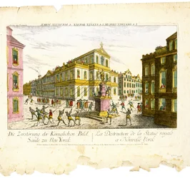 Die Zerstörung der Königlichen Bildsäule zu Neu York, ca. 1776