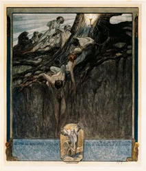 Österreich, Wien, Illustration von Dante Alighieris Göttlicher Komödie (Himmel, Gesang IV) von Franz von Bayros