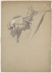 Detailstudie für das Gemälde "Leonardo spielt Schach mit seiner Muse"