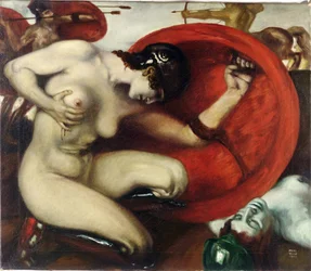 Verwundete Amazone. Maße: 62,8 x 72,7
