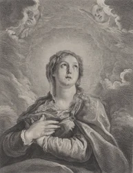 Die Jungfrau, Hände auf der Brust gefaltet, nach oben blickend, 1729-40