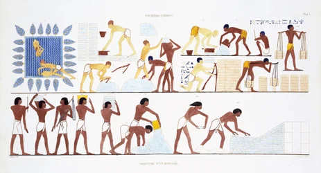 Ziegelherstellung, aus einem seltenen Bericht über Fresken aus Theben, aufgezeichnet 1819-1822 bei seinem zweiten Besuch in Ägypten von Frederic Cailliaud