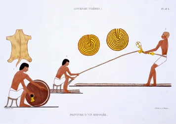 Gerber und Seilmacher, aus einem seltenen Bericht über Fresken aus Theben, aufgezeichnet 1819-1822 bei seinem zweiten Besuch in Ägypten von Frederic Cailliaud