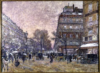Kreuzung Cardinal Lemoine mit Schnee, Paris