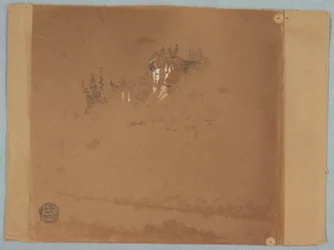 Zeichnung, Niagara in der Nähe des Strudels mit Bäumen und einem Felsen, September 1858