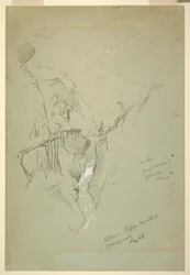 Zeichnung, Eine Schlucht zwischen Ceppo Morelli & Macugnaga, 11.–12. September 1868
