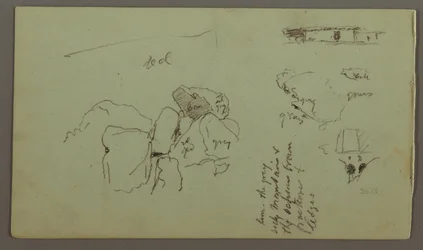 Zeichnung, Felsen, Haus, April 1868