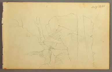 Zeichnung, Felsen zwischen Bäumen, 1844
