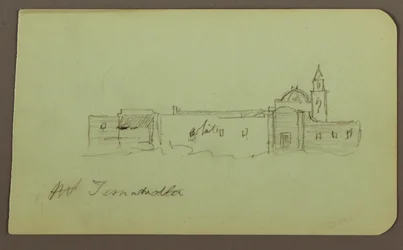 Kirche; Rückseite: Berglandschaft, "Taluca", 1883