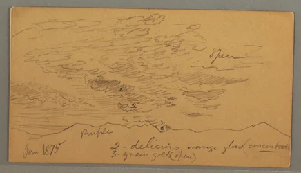 Zeichnung, Wolke über Hügeln, Januar 1875