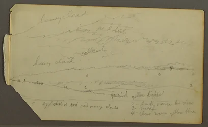 Wolkenstudie über Hügeln, möglicherweise 1857–58