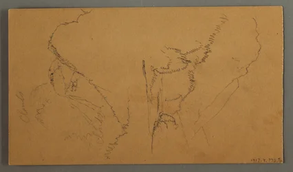 Zeichnung, Wolken über Berggipfeln, möglicherweise 1868